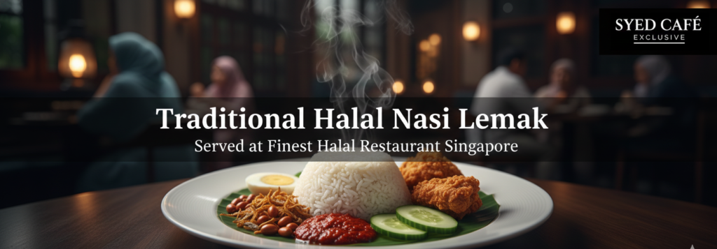 Traditional halal nasi lemak served at finest halal restaurant singapore